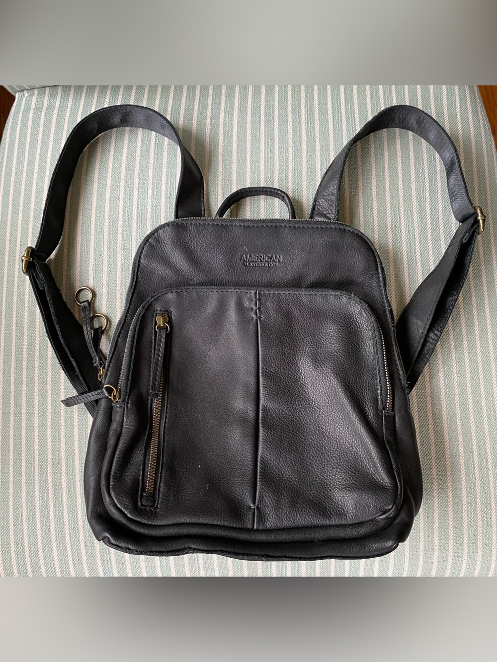 American Leather Co- Black Leather Backpack